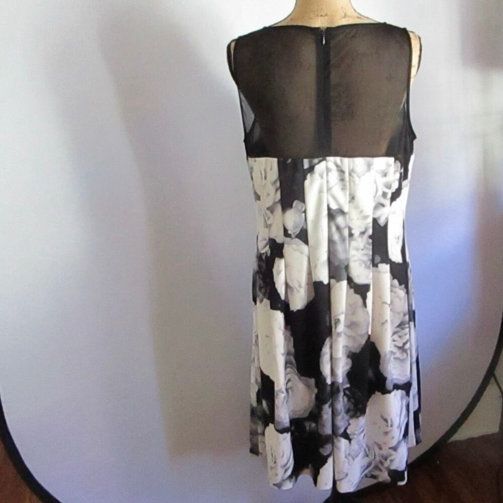Calvin Klein Floral Mesh Yoke Shift Dress Black White 16 Corporate Cocktail - Picture 5 of 17